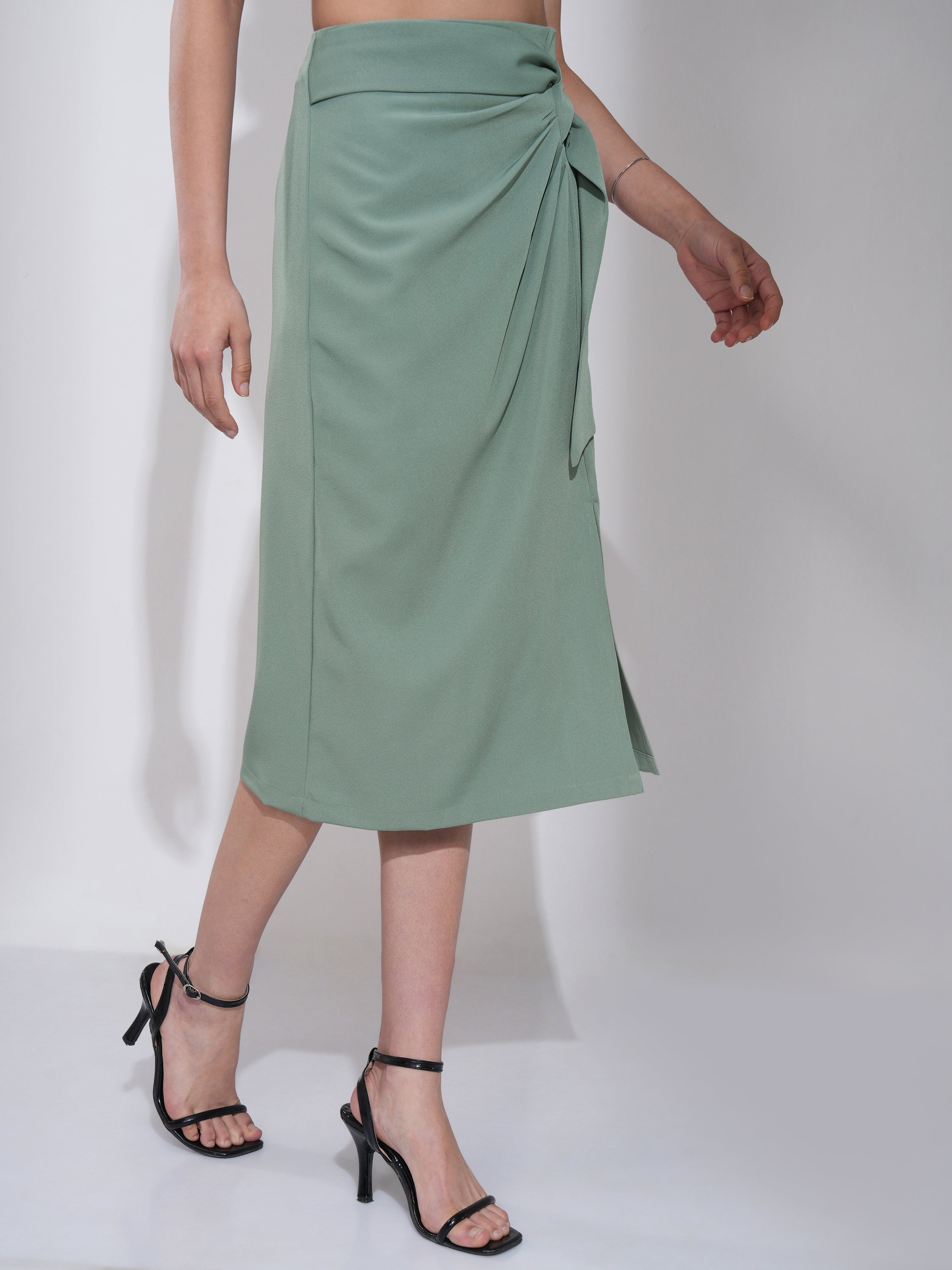 Tokyo Talkies Women Green Midi Skirt - Green - Image 6