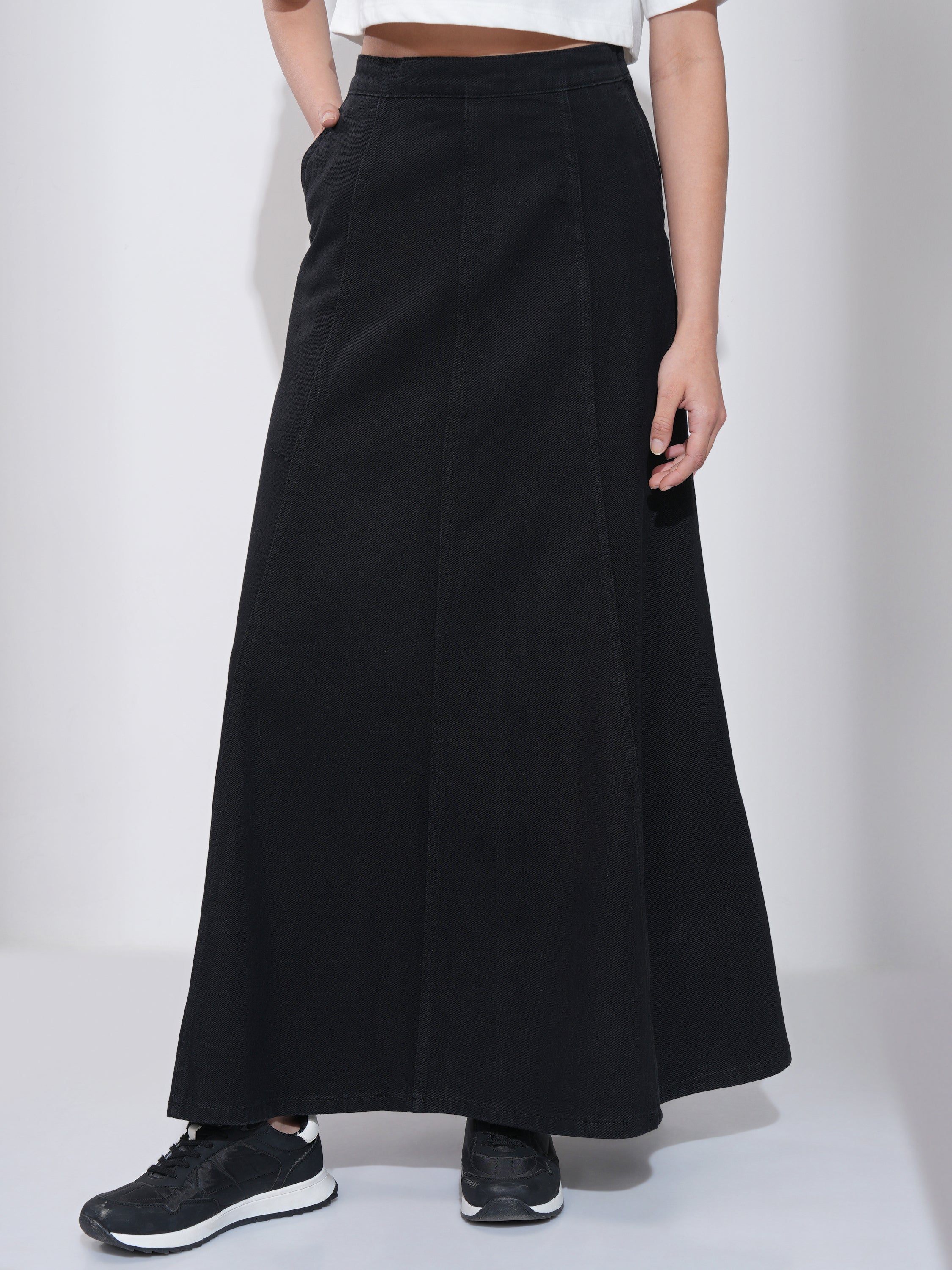 Tokyo Talkies Women Black Maxi Skirt - Black - Image 1