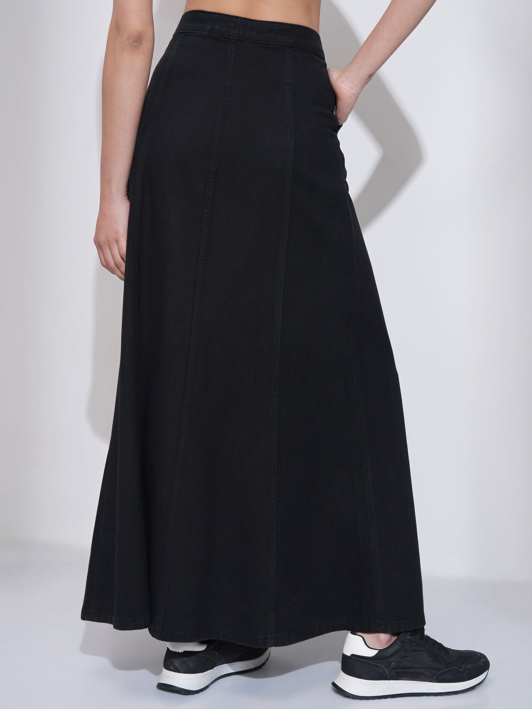Tokyo Talkies Women Black Maxi Skirt - Black - Image 3