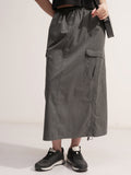 Tokyo Talkies Women Grey Midi Skirt - Grey - Image 1