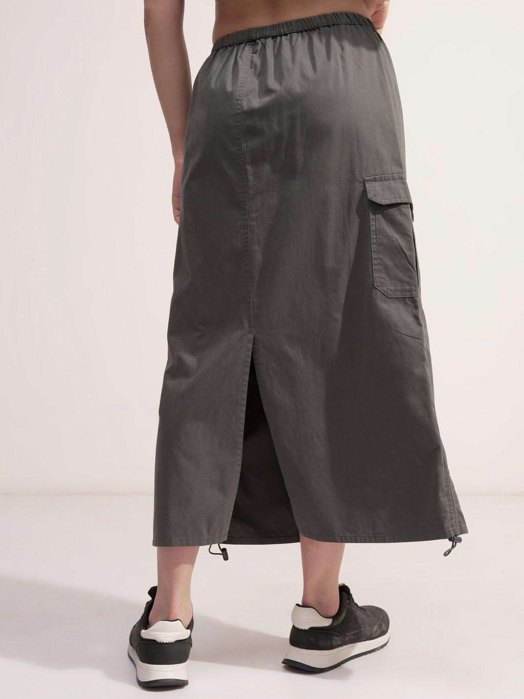 Tokyo Talkies Women Grey Midi Skirt - Grey - Image 3