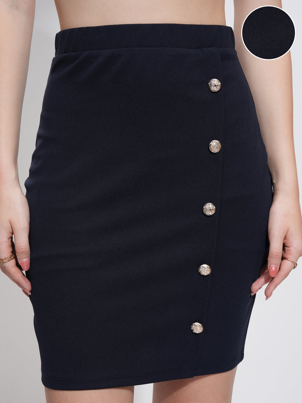 Tokyo Talkies Women Navy Blue Mini Skirt - Navy Blue - Image 5