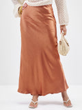Tokyo Talkies Women Rust Straight Maxi Skirt - Rust - Image 1