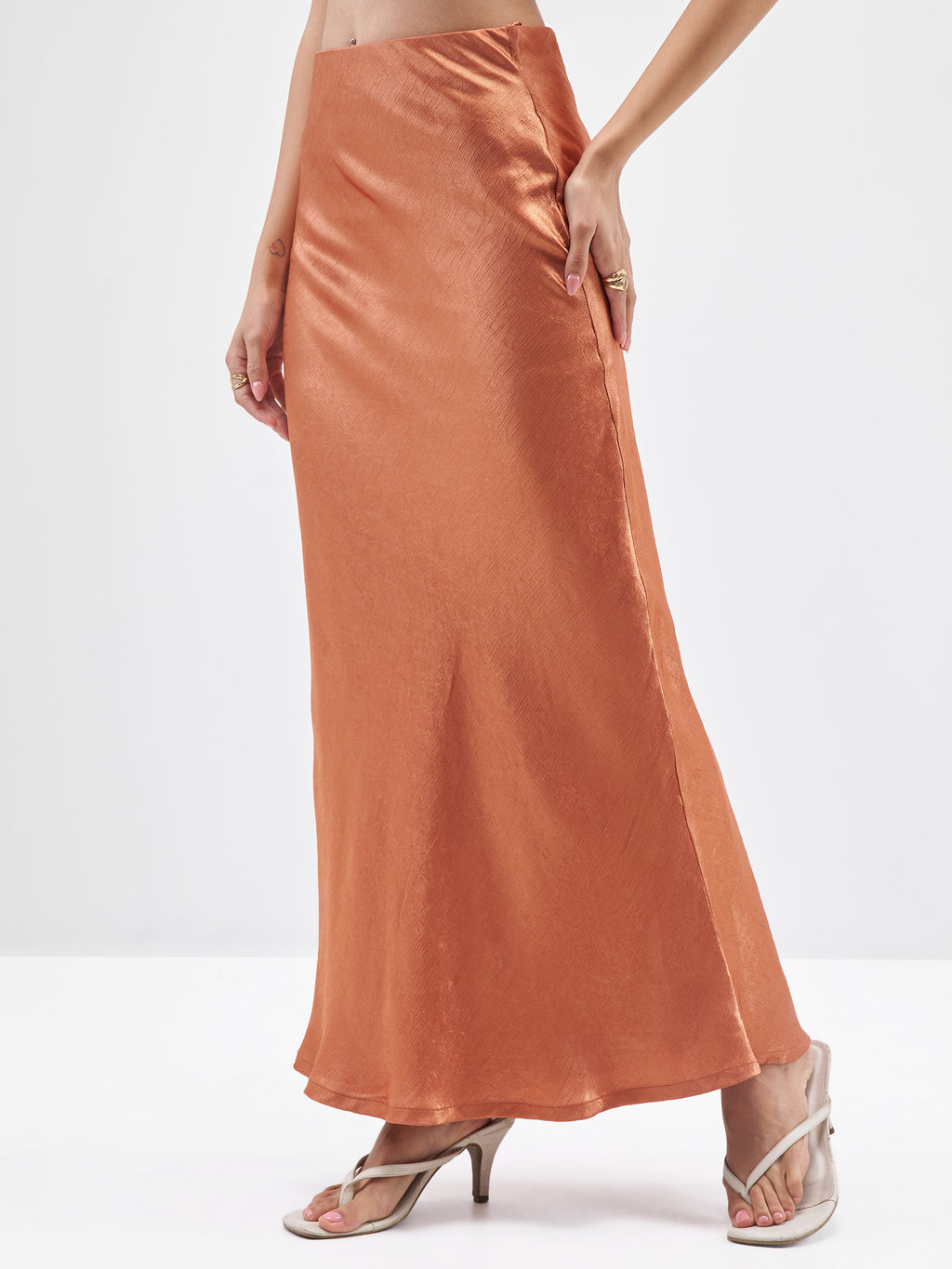 Tokyo Talkies Women Rust Straight Maxi Skirt - Rust - Image 4