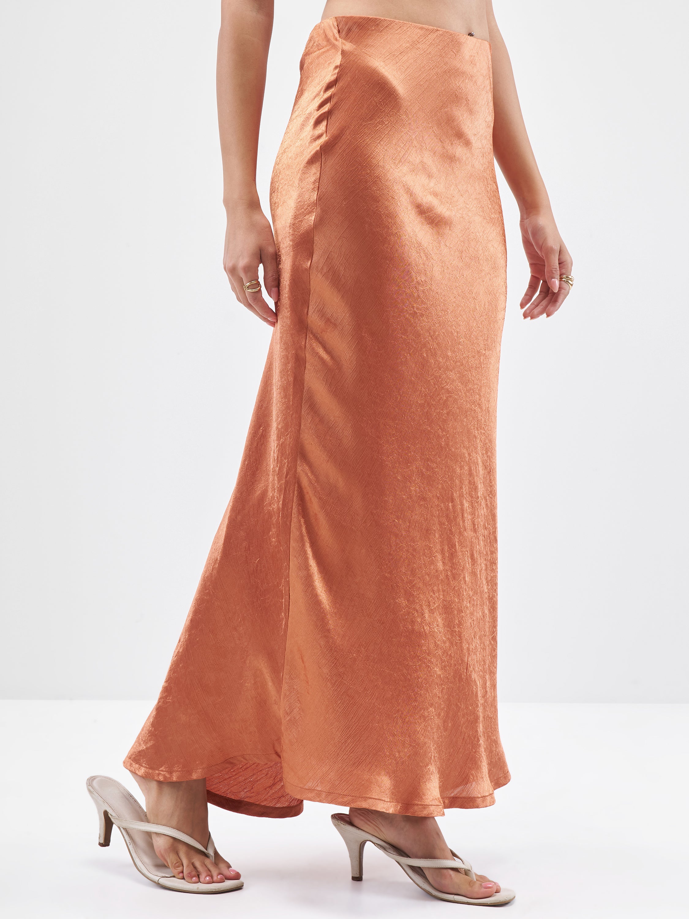 Tokyo Talkies Women Rust Straight Maxi Skirt - Rust - Image 6