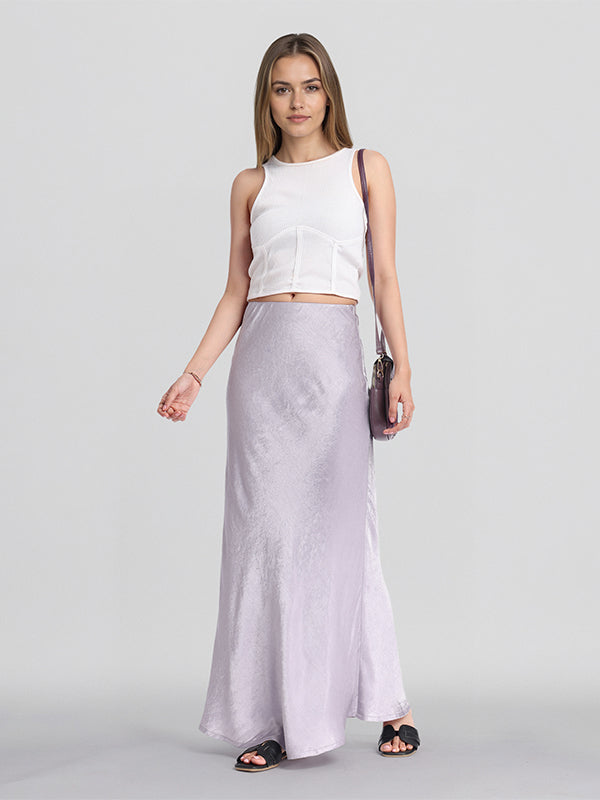 ESPYR By Tokyo Talkies Women Grey Straight Maxi Skirt - Grey - Image 2