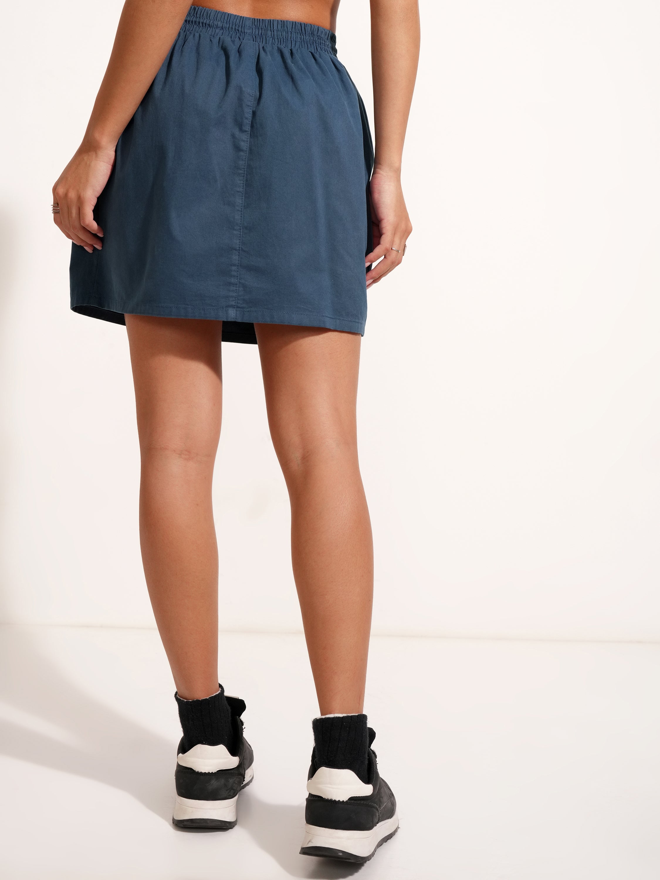 Tokyo Talkies Women Blue Mini Skirt - Blue - Image 3