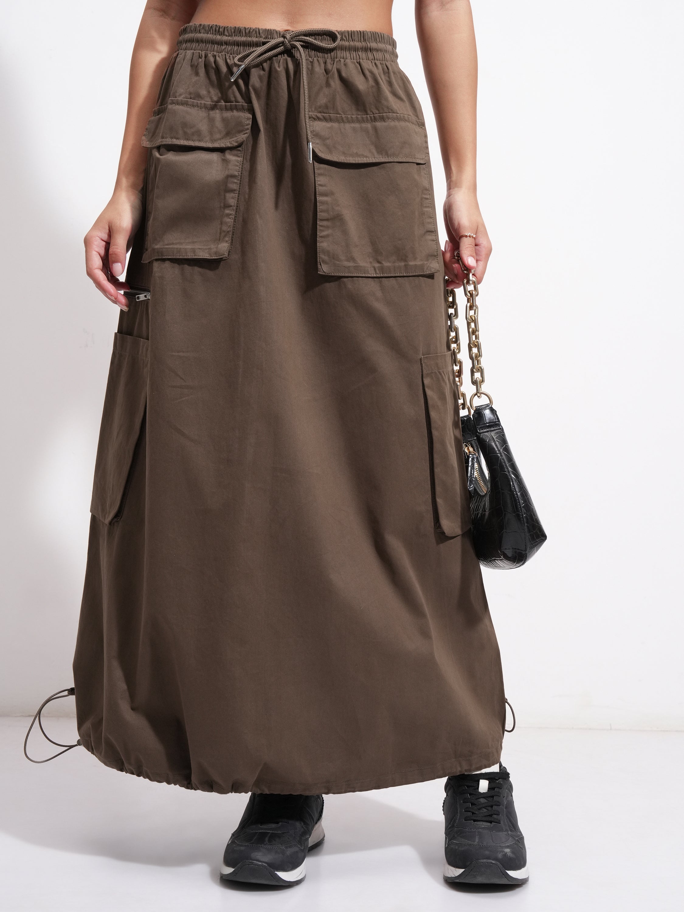Tokyo Talkies Women Brown Above Knee Skirt - Brown - Image 1