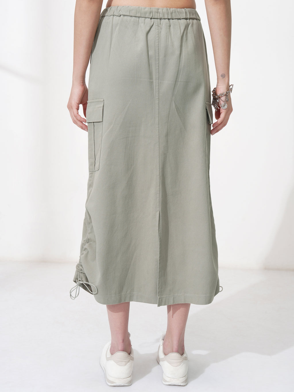 Tokyo Talkies Women Olive Midi Skirt - Olive - Image 3