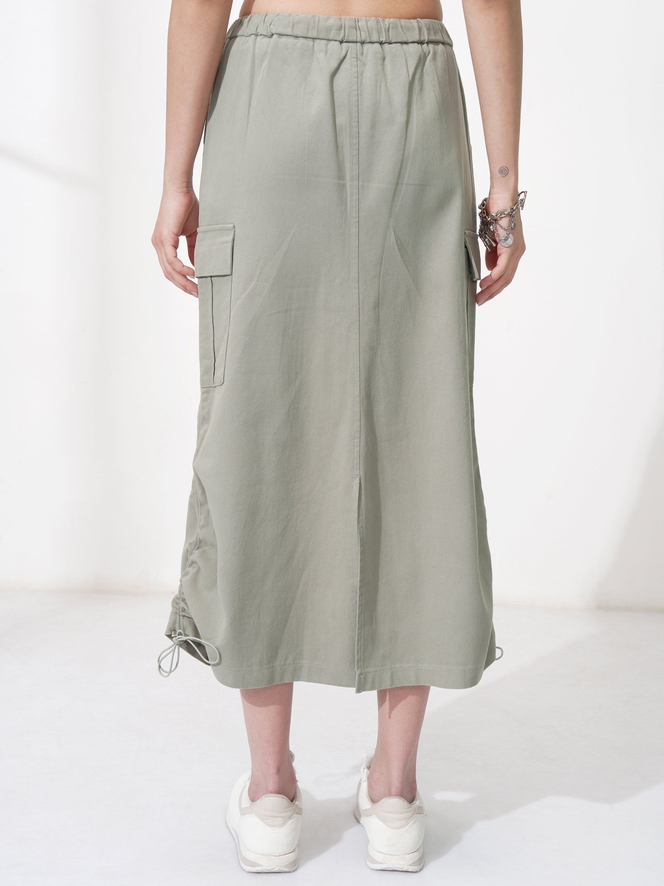 Tokyo Talkies Women Olive Midi Skirt - Olive - Image 3