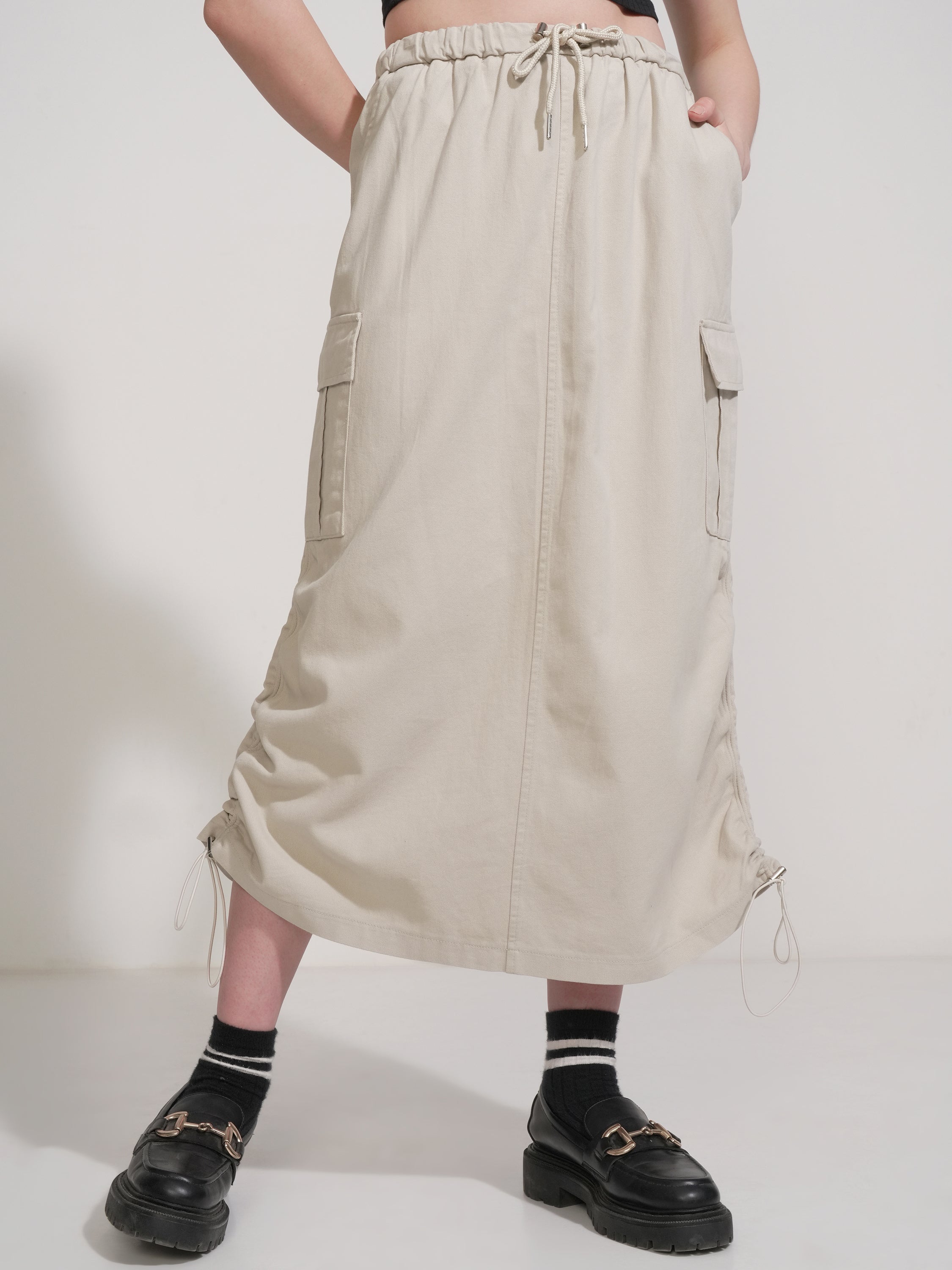 Tokyo Talkies Women Beige Above Knee Skirt - Beige - Image 1