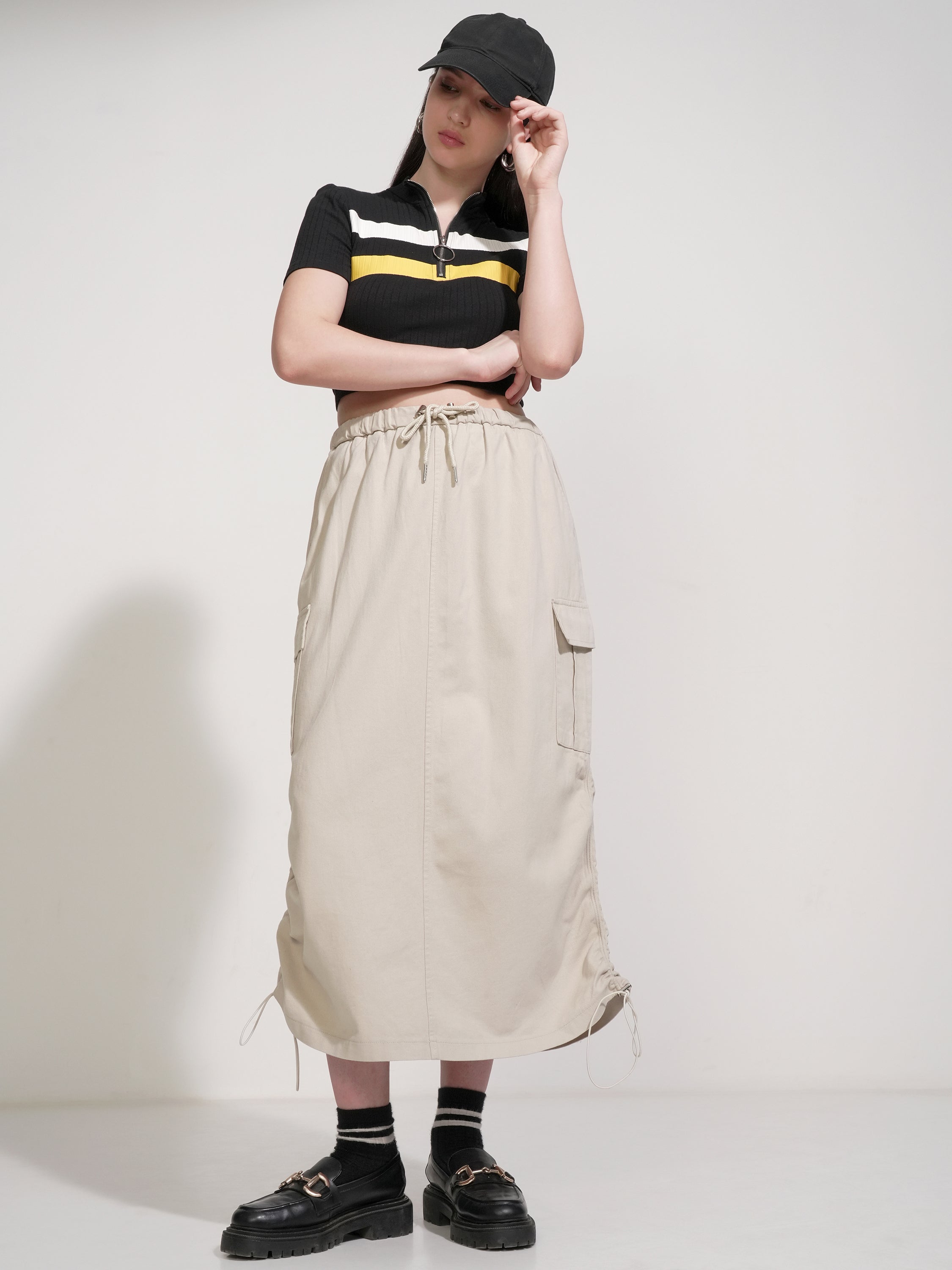 Tokyo Talkies Women Beige Above Knee Skirt - Beige - Image 2