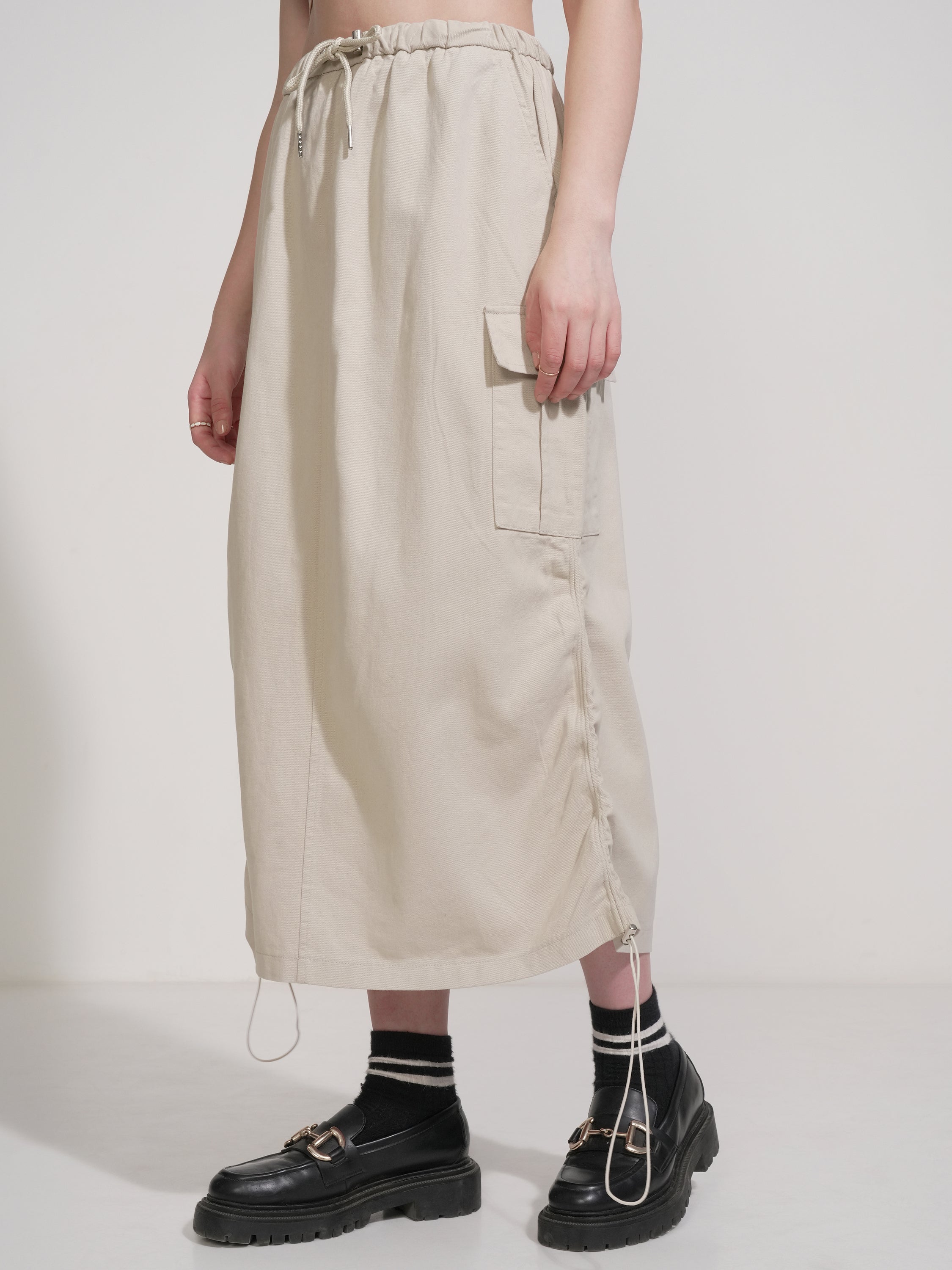 Tokyo Talkies Women Beige Above Knee Skirt - Beige - Image 4