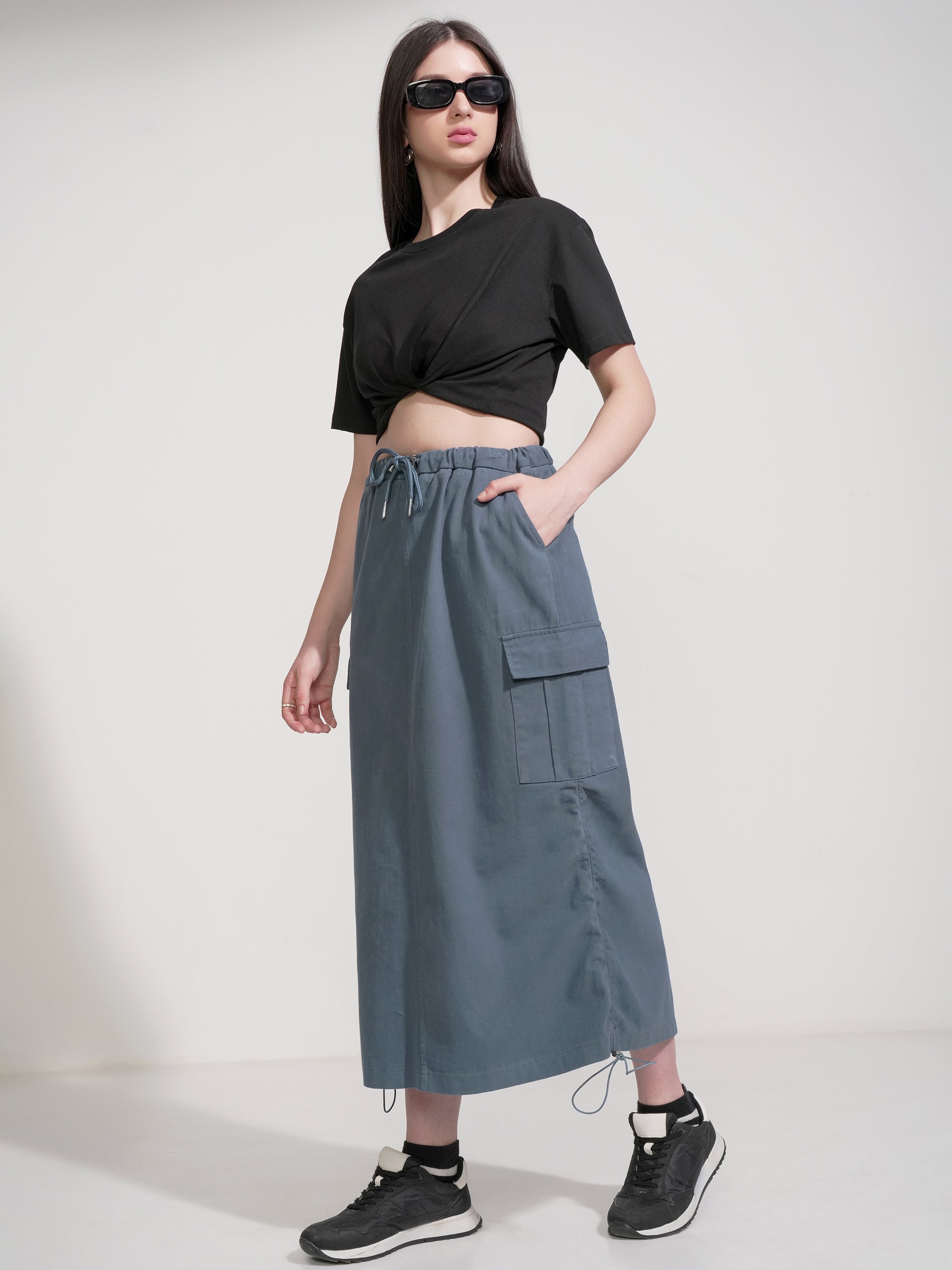 Tokyo Talkies Women Blue Above Knee Skirt - Blue - Image 2
