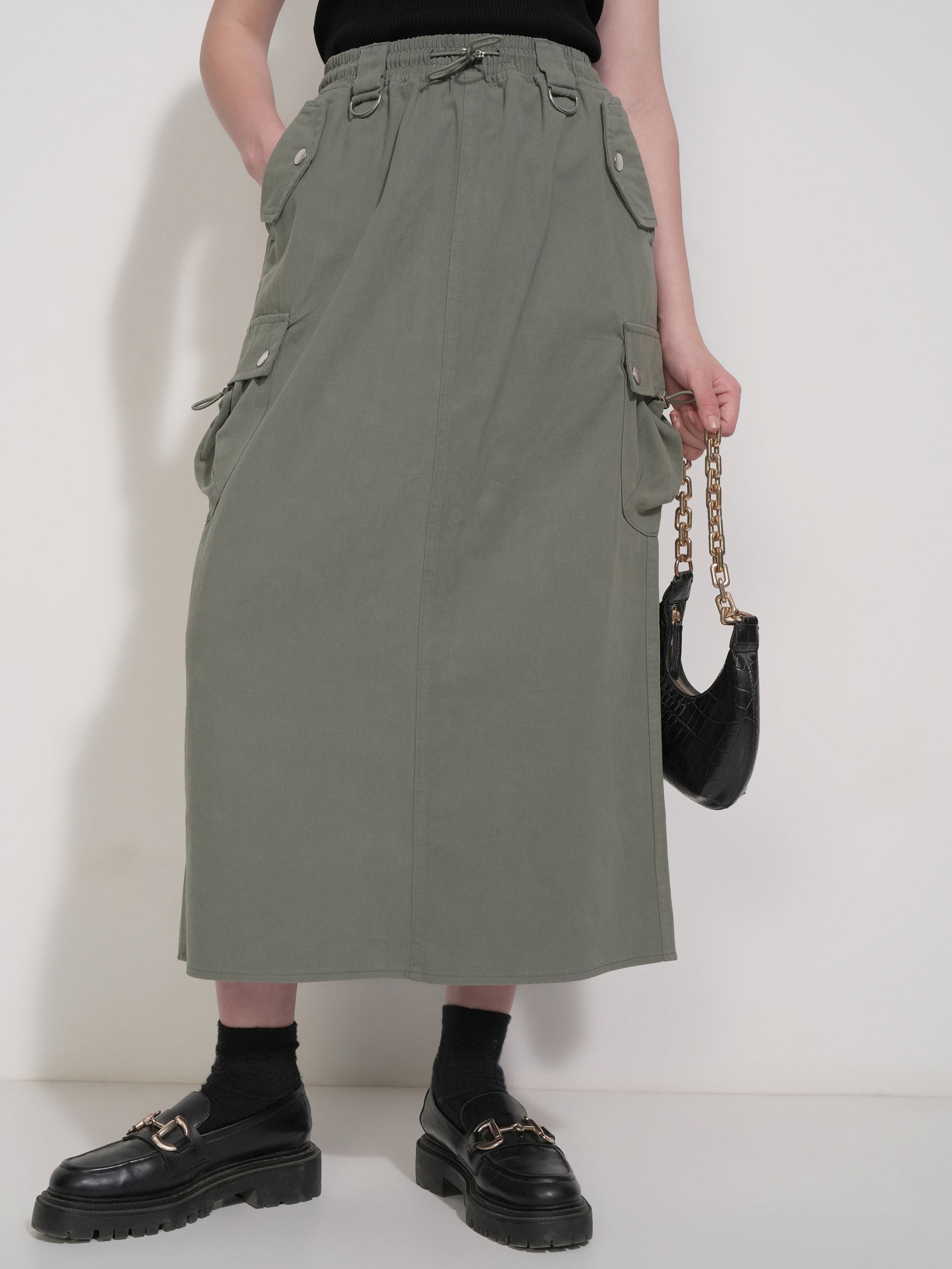 Tokyo Talkies Women Green Above Knee Skirt - Green - Image 1