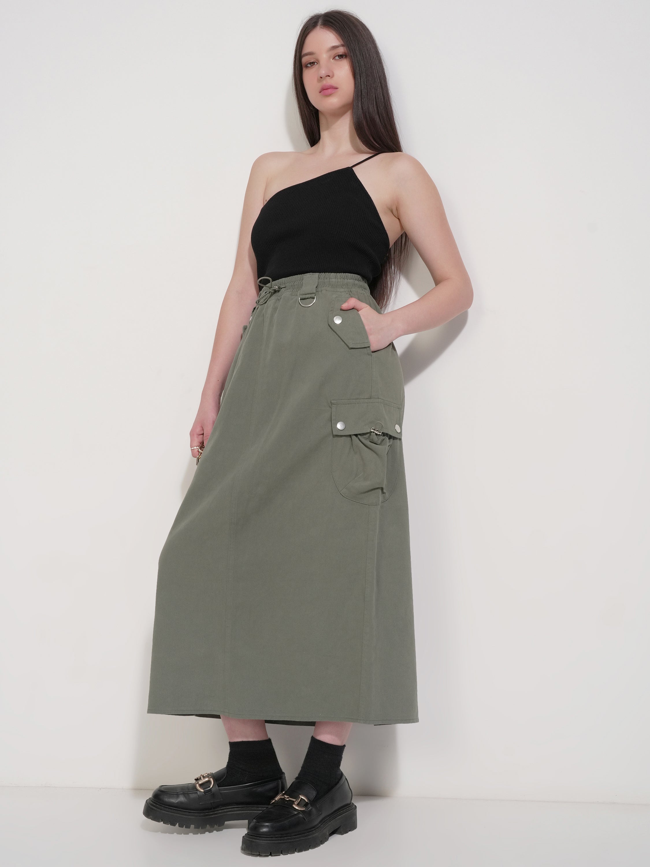 Tokyo Talkies Women Green Above Knee Skirt - Green - Image 2