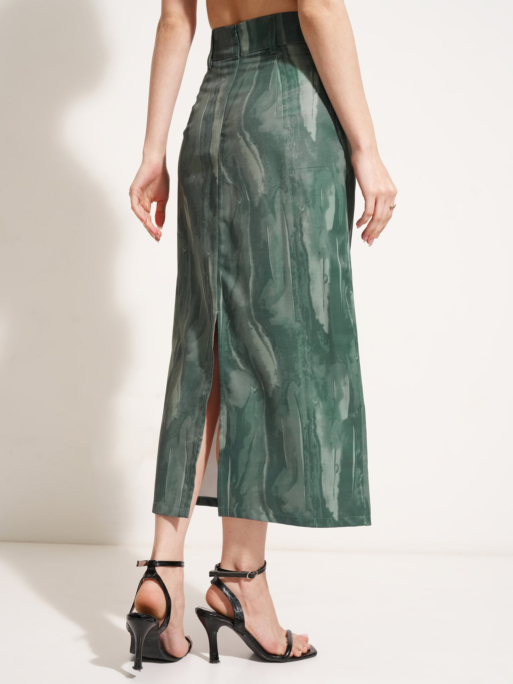 Tokyo Talkies Women Olive Midi Skirt - Olive - Image 3