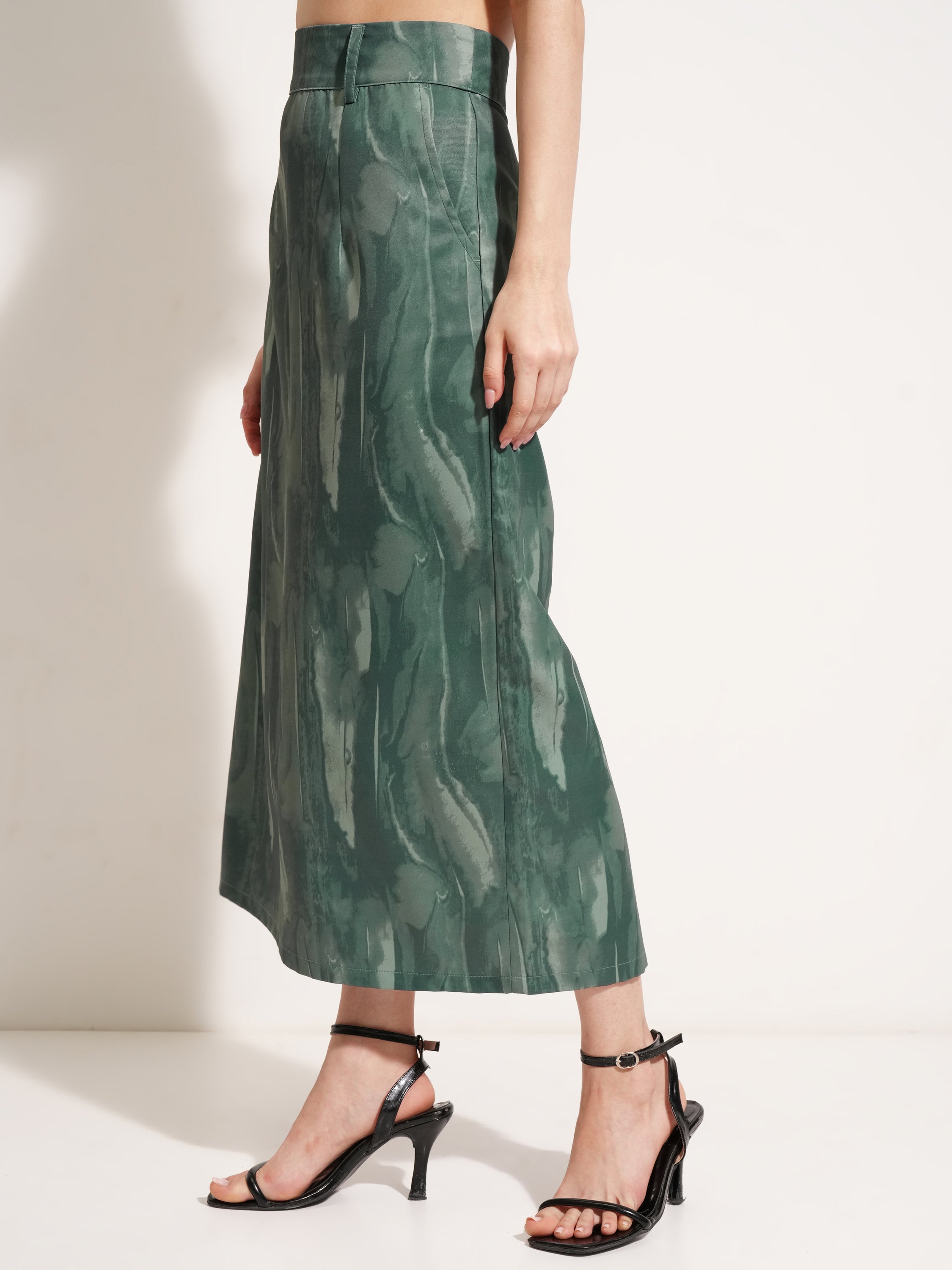 Tokyo Talkies Women Olive Midi Skirt - Olive - Image 4