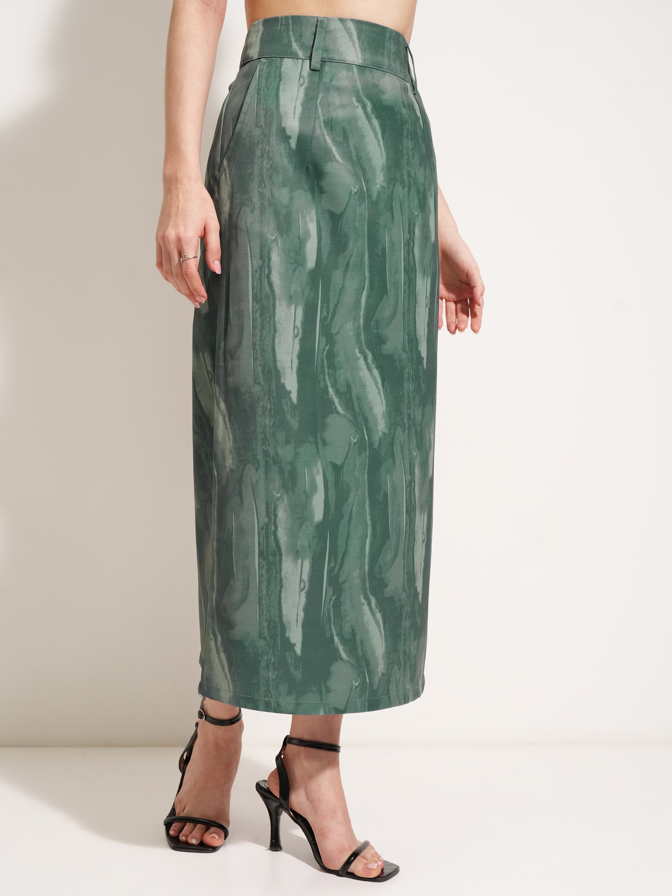 Tokyo Talkies Women Olive Midi Skirt - Olive - Image 6