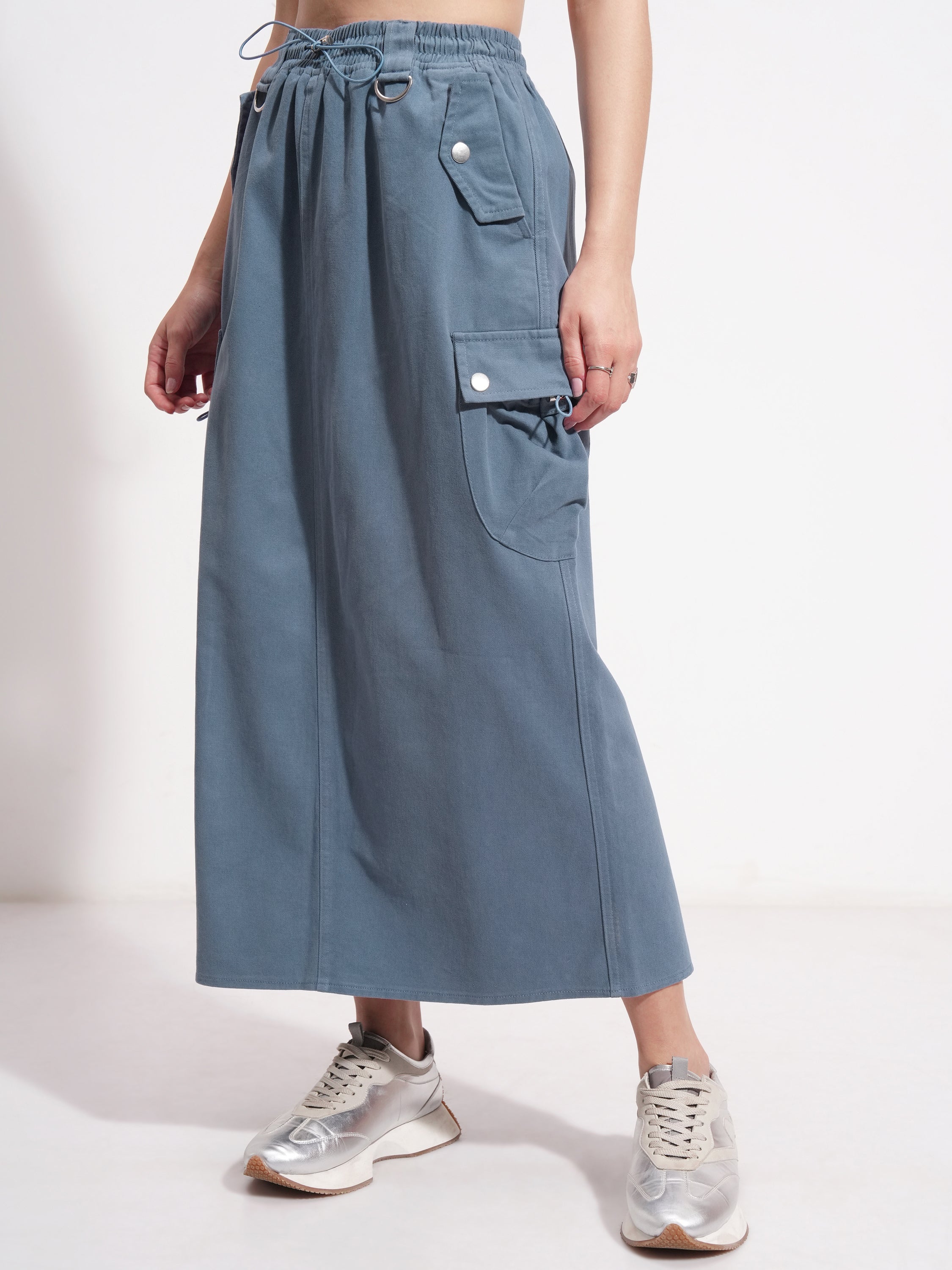 Tokyo Talkies Women Blue Above Knee Skirt - Blue - Image 4