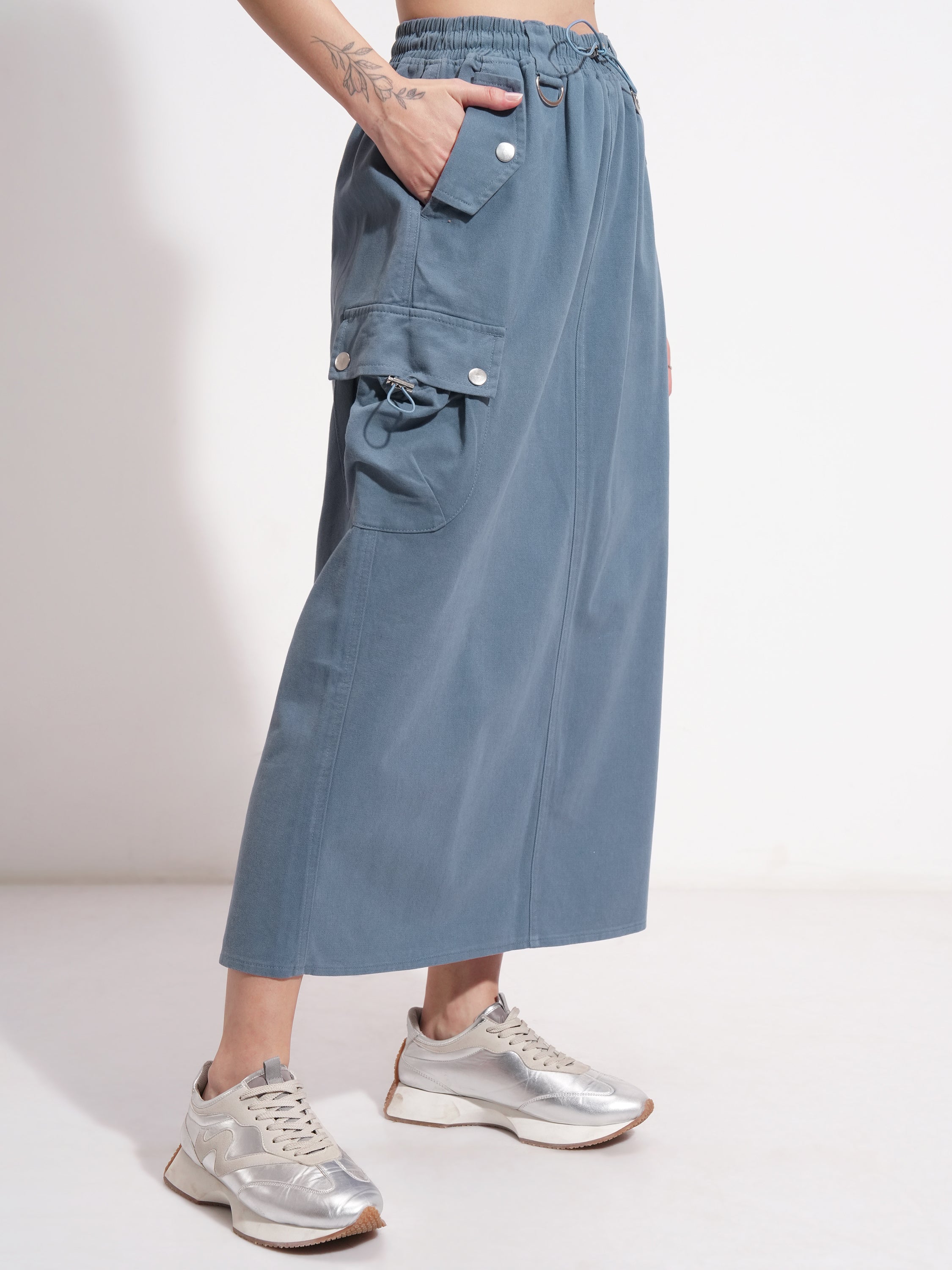 Tokyo Talkies Women Blue Above Knee Skirt - Blue - Image 6
