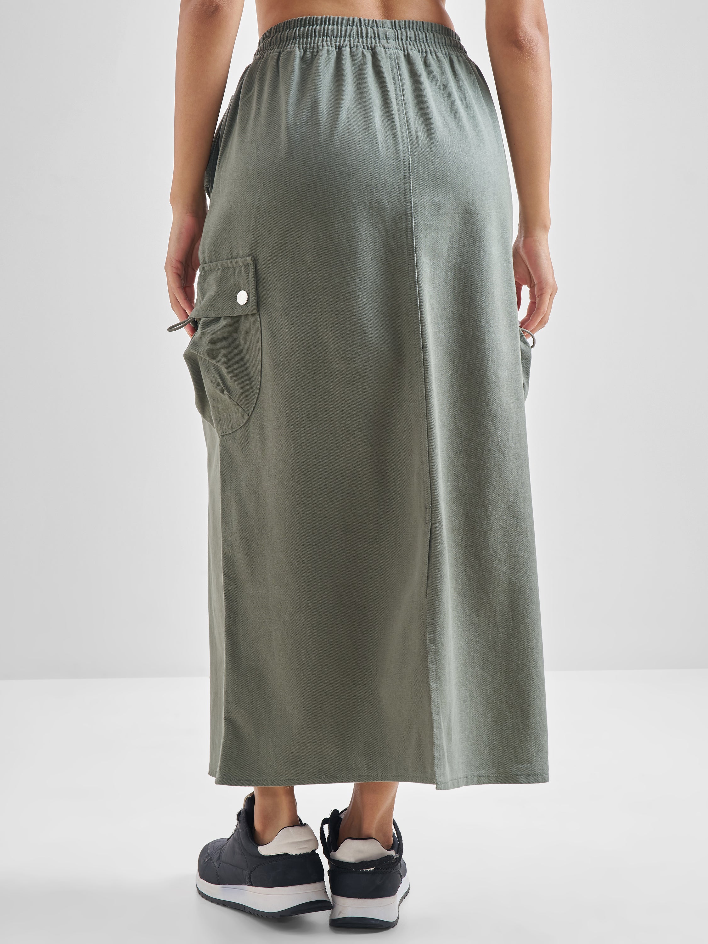 Street By Tokyo Talkies Women Green Straight Midi Skirt - Green - Image 3