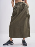 Tokyo Talkies Women Olive Midi Skirt - Olive - Image 1