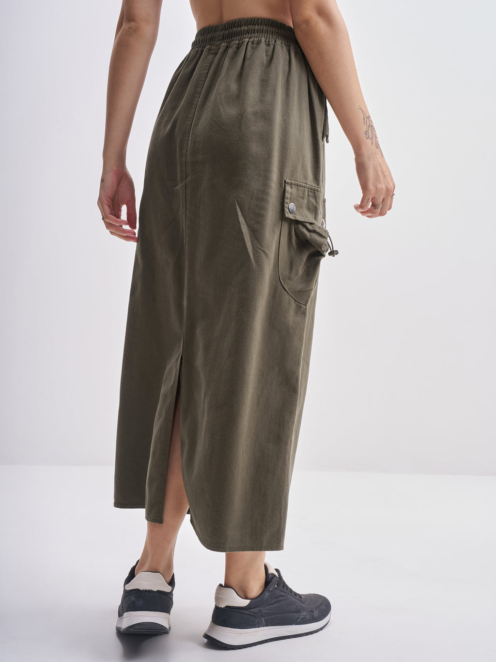 Tokyo Talkies Women Olive Midi Skirt - Olive - Image 3