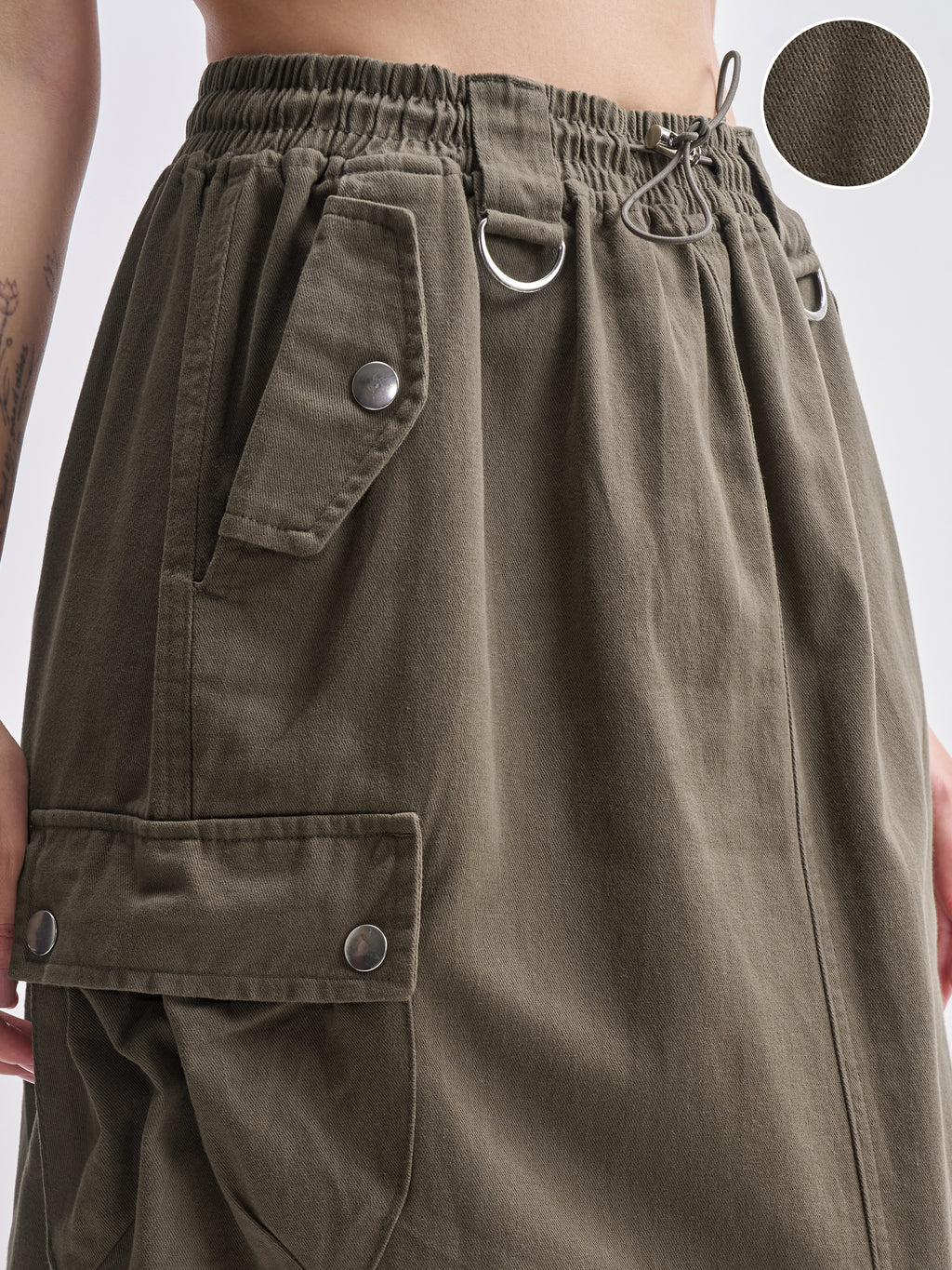 Tokyo Talkies Women Olive Midi Skirt - Olive - Image 5