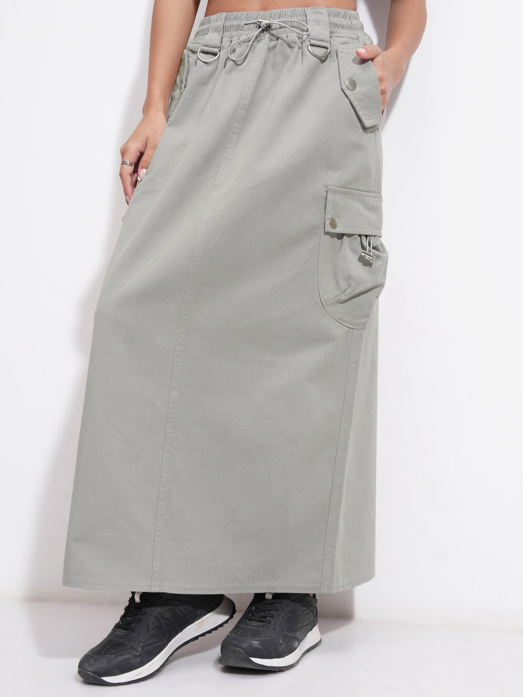 Tokyo Talkies Women Grey Above Knee Skirt - Grey - Image 1
