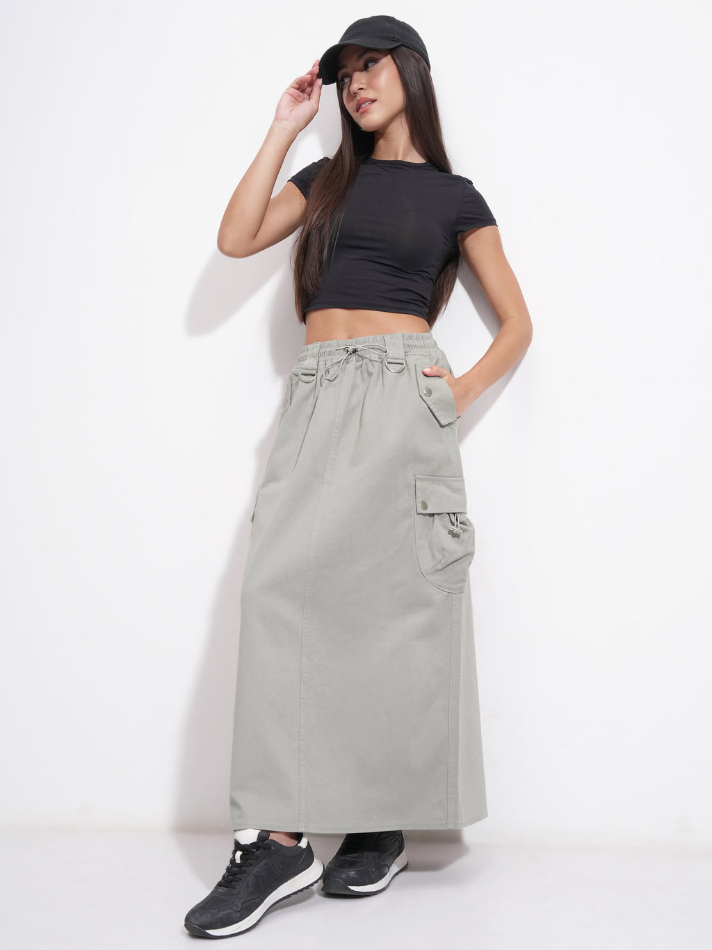 Tokyo Talkies Women Grey Above Knee Skirt - Grey - Image 2