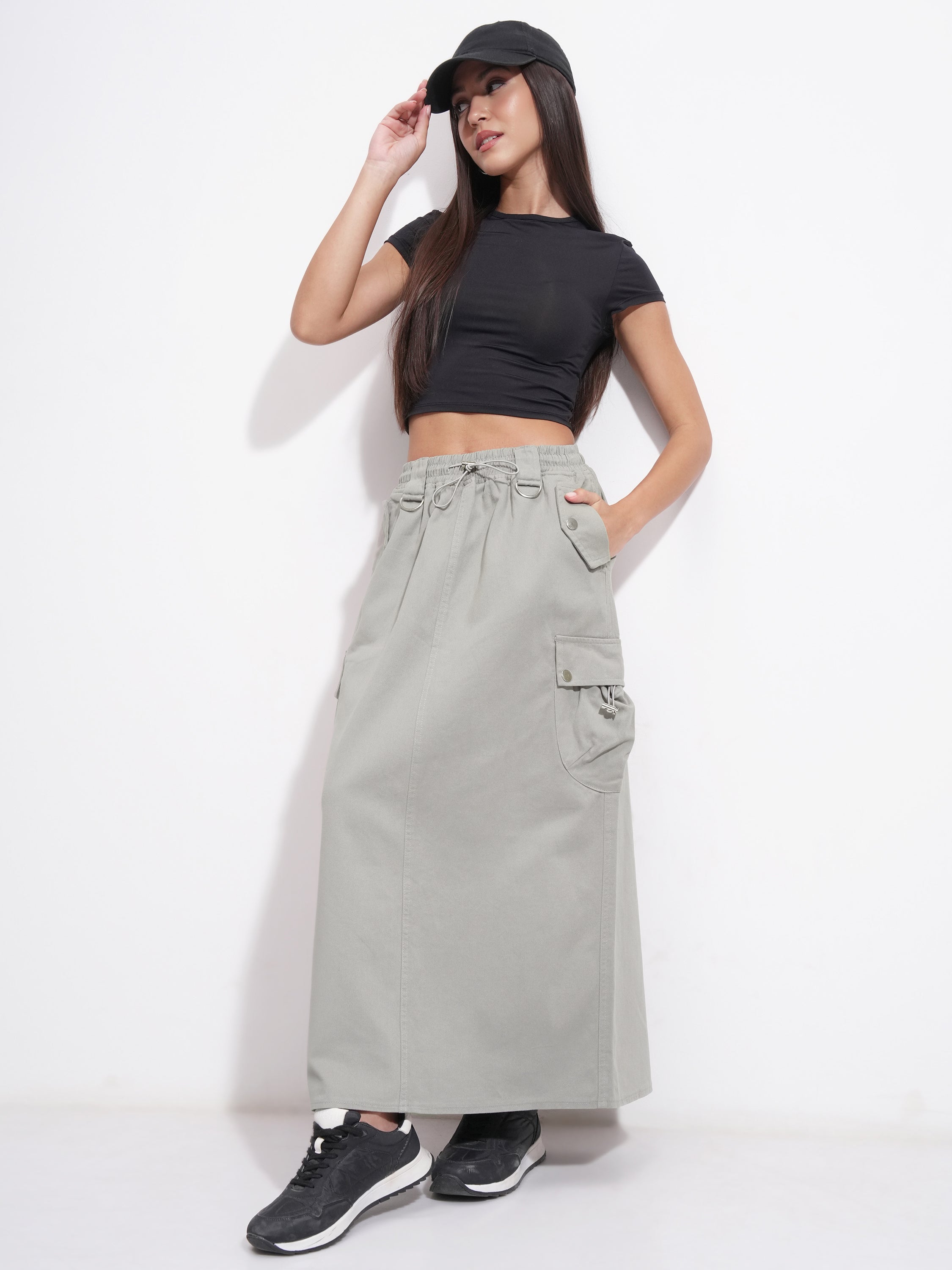 Tokyo Talkies Women Grey Above Knee Skirt - Grey - Image 2