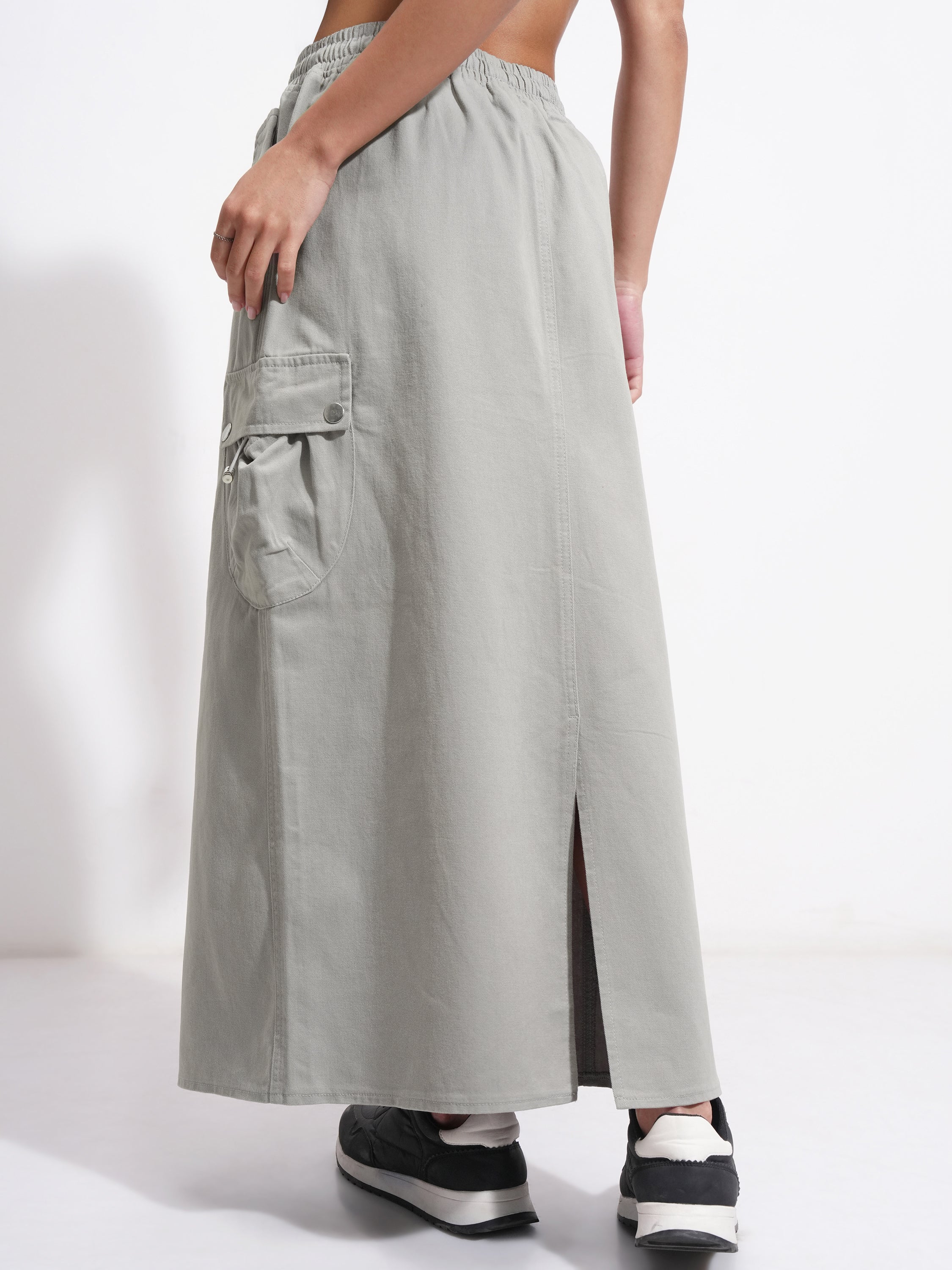 Tokyo Talkies Women Grey Above Knee Skirt - Grey - Image 3