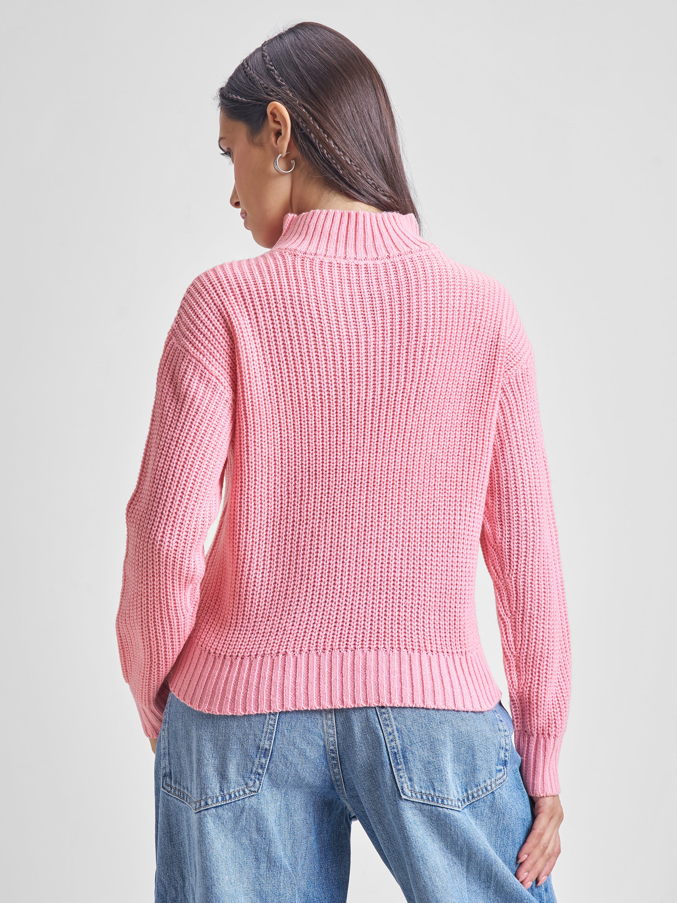 Tokyo Talkies Women Pink High Neck Sweater - Pink - Image 3