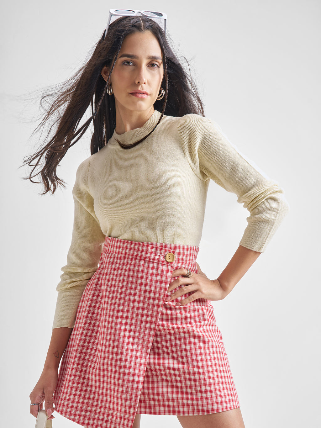 Tokyo Talkies Women Beige Round Neck Long Sleeve Sweater - Beige - Image 1
