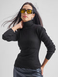 Tokyo Talkies Women Black Turtle Neck Solid Sweater - Black - Image 1