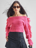 Tokyo Talkies Women Pink Boat Neck Sweater - Pink - Image 1