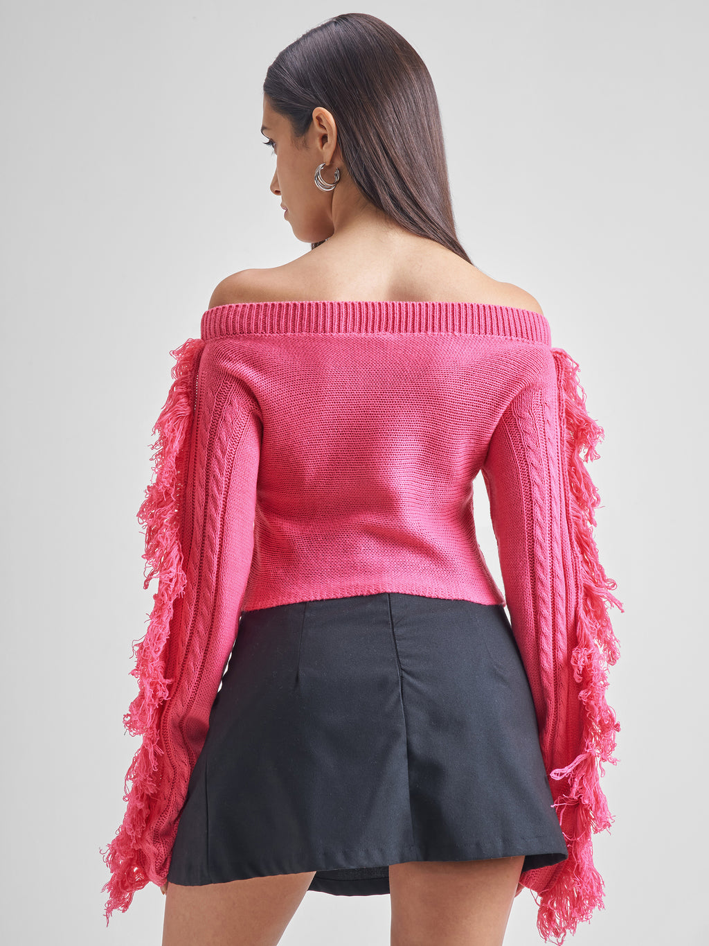 Tokyo Talkies Women Pink Boat Neck Sweater - Pink - Image 3