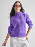 Tokyo Talkies Women Purple Turtle Neck Sweater - Purple - Image 1