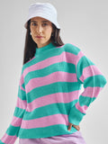 Tokyo Talkies Women Aqua Mock Neck Sweater - Blue - Image 1