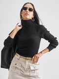 Tokyo Talkies Women Black Turtle Neck Sweater - Black - Image 1