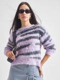 Tokyo Talkies Women Purple Round Neck Sweater - Purple - Image 1