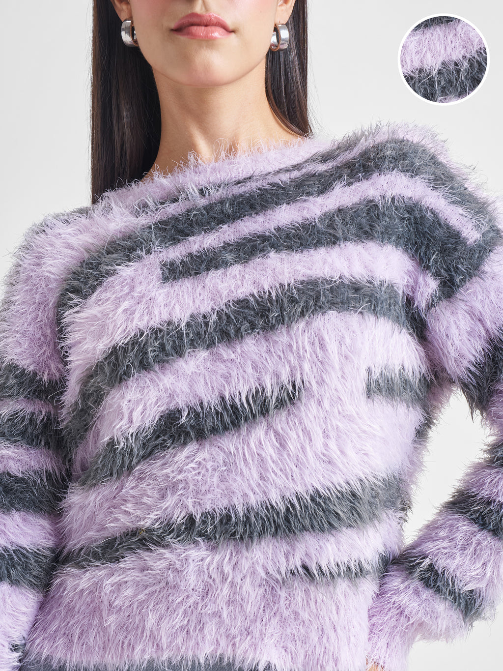 Tokyo Talkies Women Purple Round Neck Sweater - Purple - Image 5