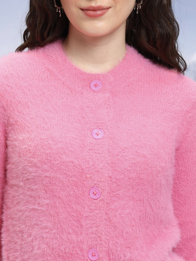 Tokyo Talkies Women Pink Round Neck Sweater - Pink - Image 5