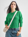 Tokyo Talkies Women Green Round Neck Sweater - Green - Image 1
