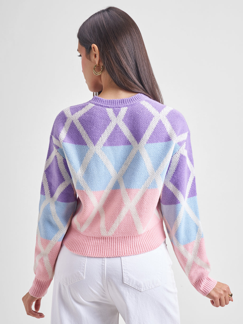 Tokyo Talkies Women Purple Round Neck Sweater - Purple - Image 3