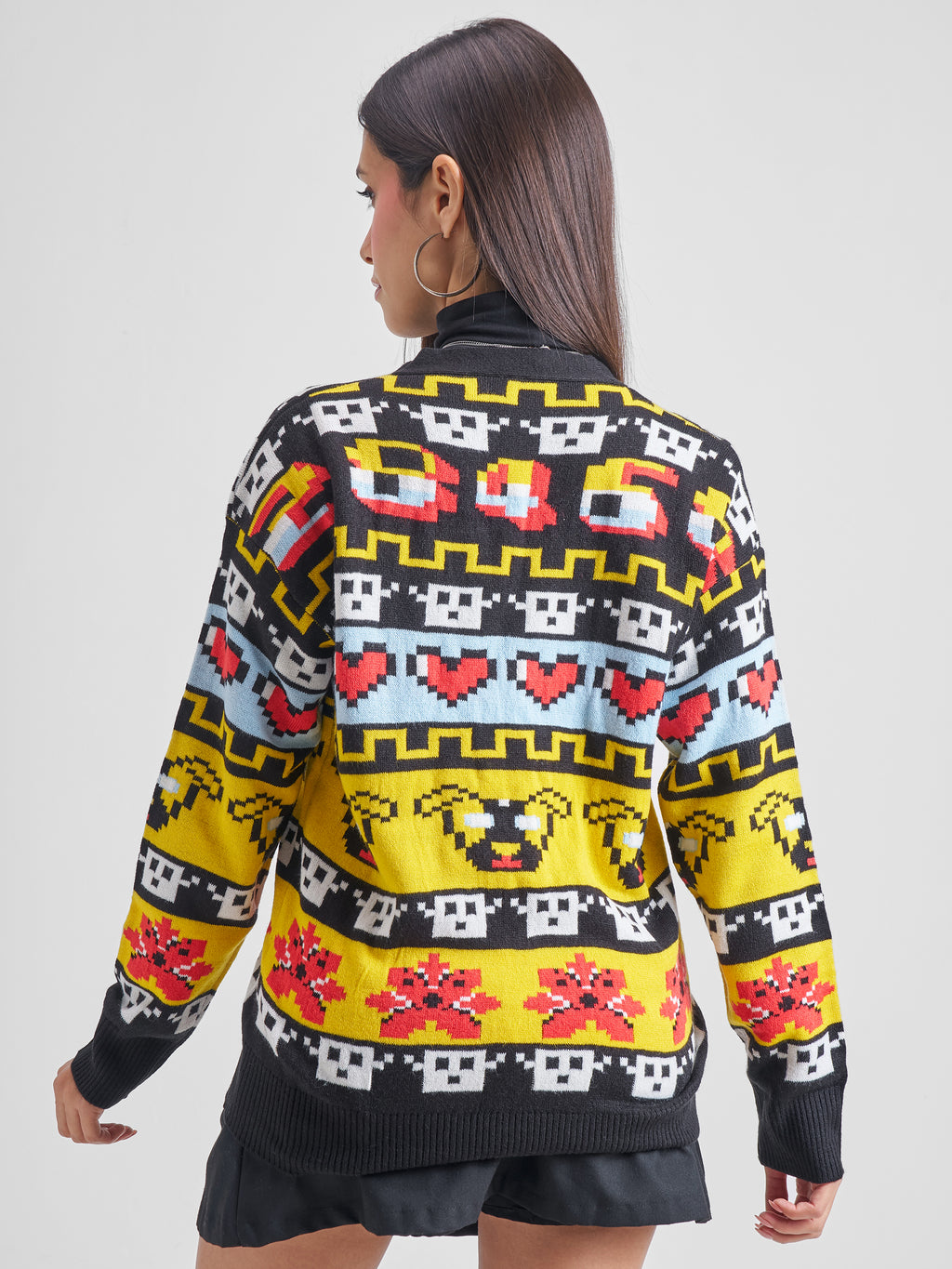 Tokyo Talkies Women Black V-Neck Sweater - Black - Image 3