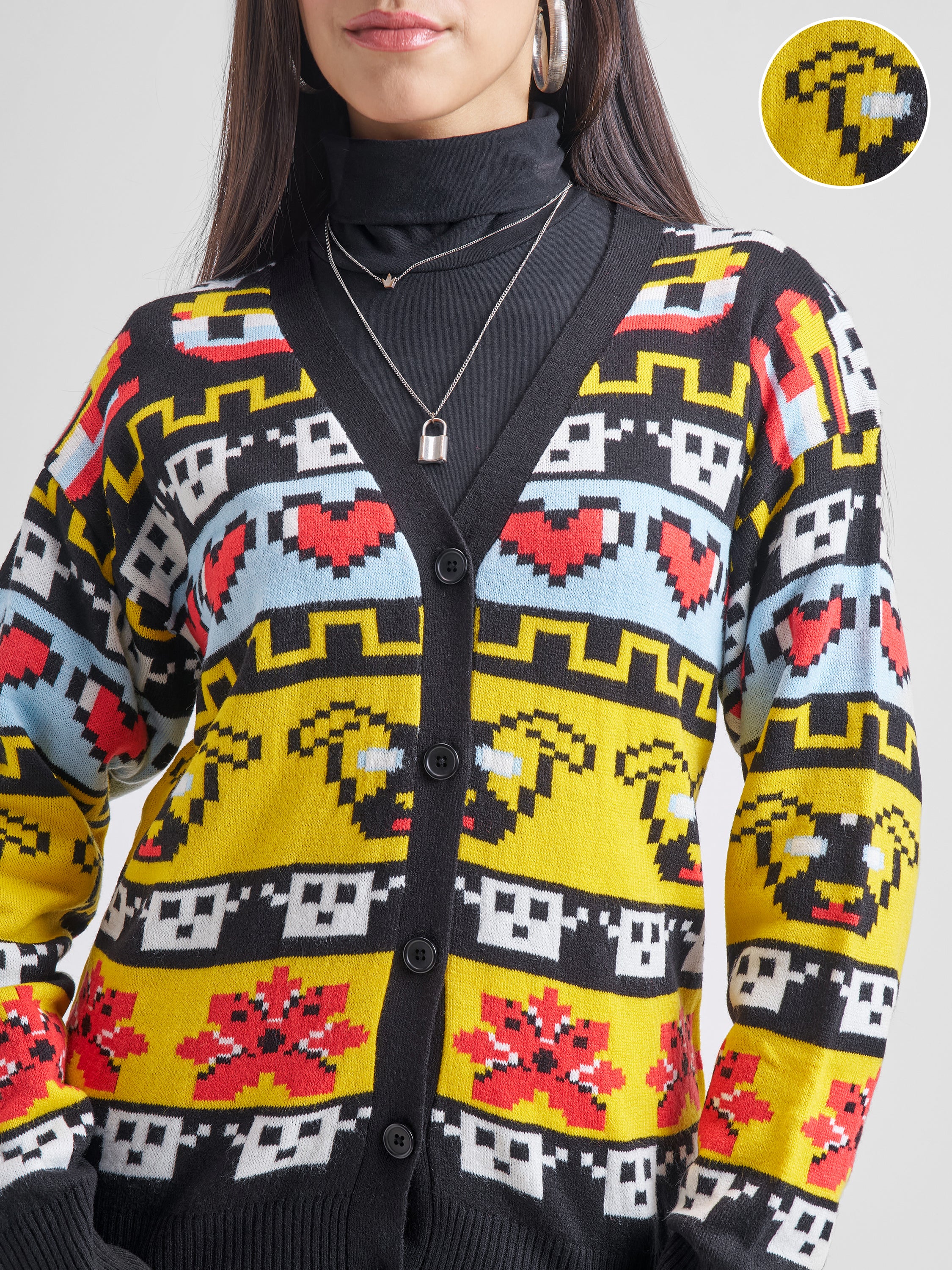 Tokyo Talkies Women Black V-Neck Sweater - Black - Image 5
