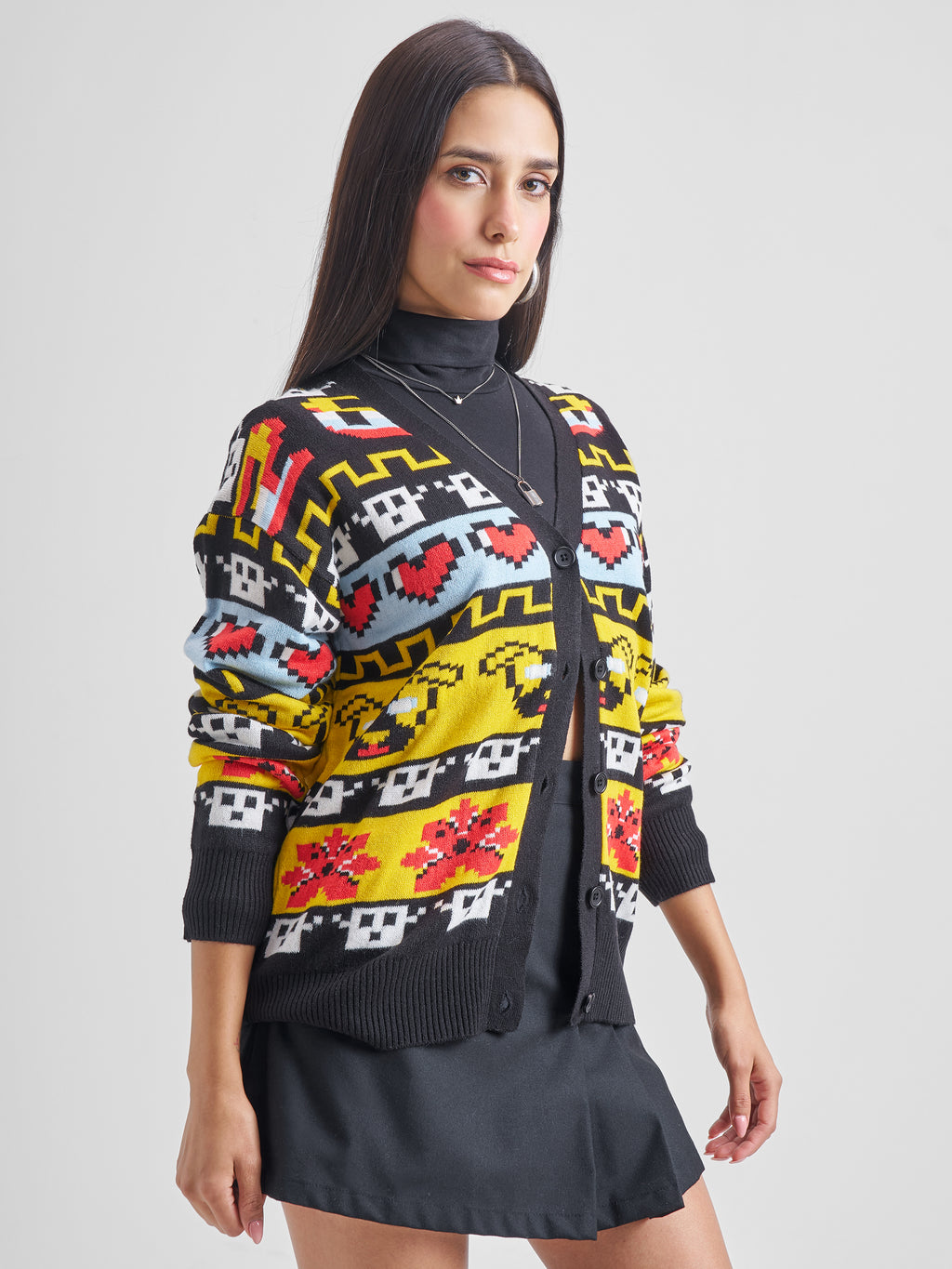 Tokyo Talkies Women Black V-Neck Sweater - Black - Image 6