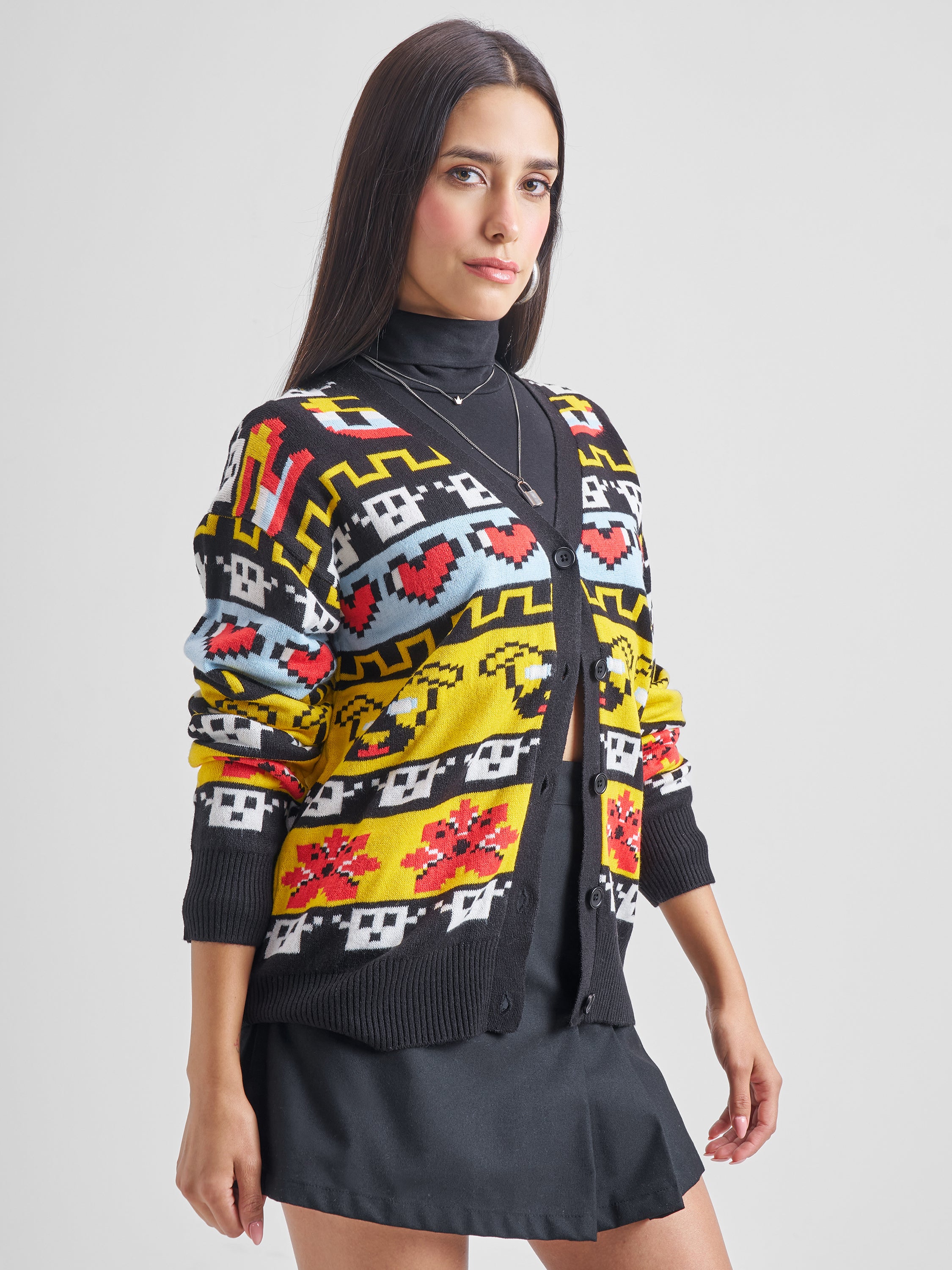Tokyo Talkies Women Black V-Neck Sweater - Black - Image 6